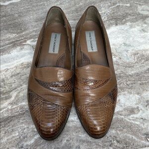 STACY ADAMS Men Brown Snake Leather Dress Loafer Slip On Shoe Sz 12 M
